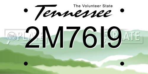 2M76I9 Tennessee License Plate