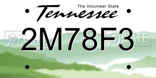2M78F3 Tennessee License Plate