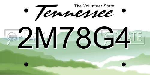 2M78G4 Tennessee License Plate