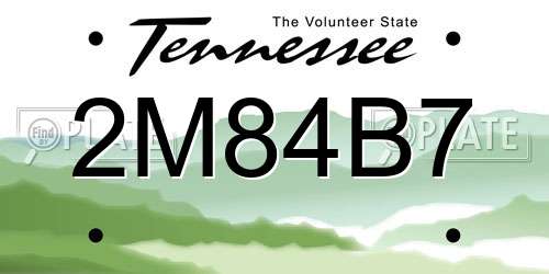 2M84B7 Tennessee License Plate