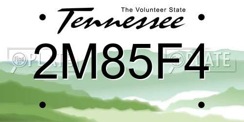 2M85F4 Tennessee License Plate