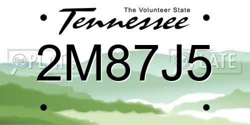 2M87J5 Tennessee License Plate