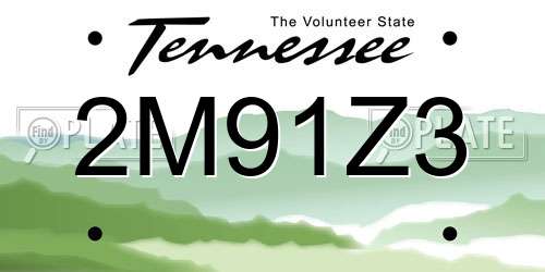 2M91Z3 Tennessee License Plate