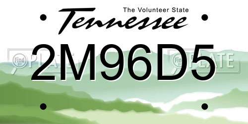 2M96D5 Tennessee License Plate