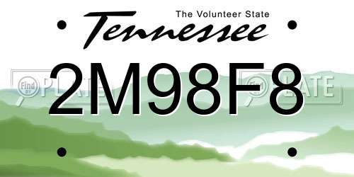 2M98F8 Tennessee License Plate