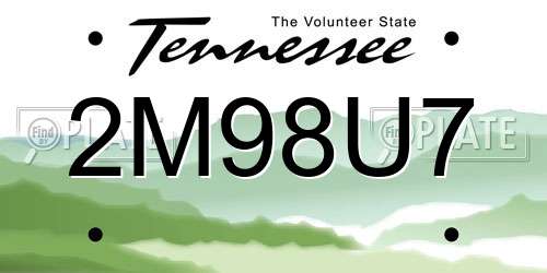 2M98U7 Tennessee License Plate