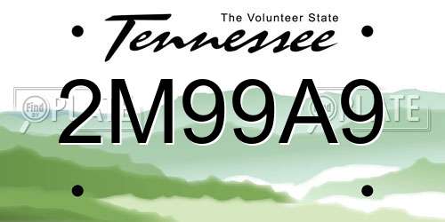2M99A9 Tennessee License Plate