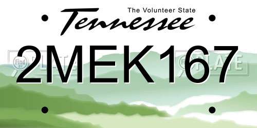 2MEK167 Tennessee License Plate