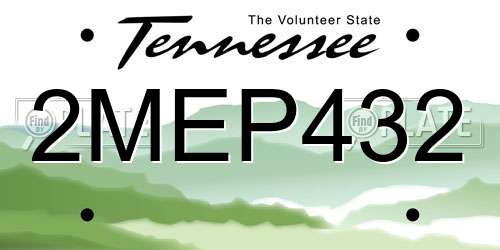 2MEP432 Tennessee License Plate