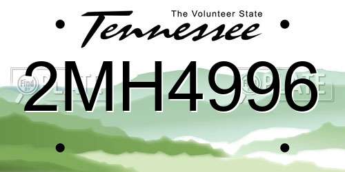 2MH4996 Tennessee License Plate