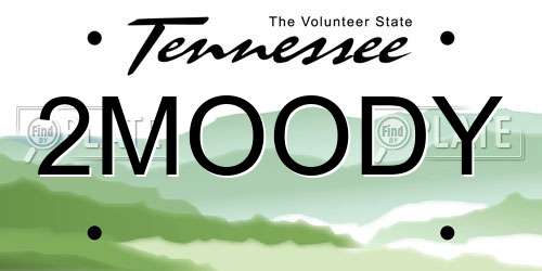 2MOODY Tennessee License Plate