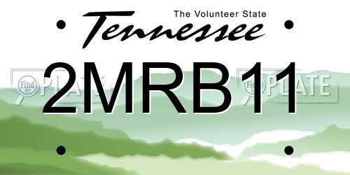 2MRB11 Tennessee License Plate