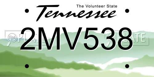 2MV538 Tennessee License Plate