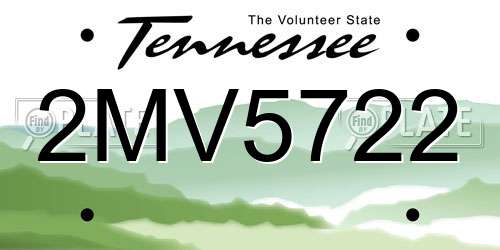 2MV5722 Tennessee License Plate