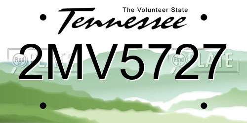 2MV5727 Tennessee License Plate