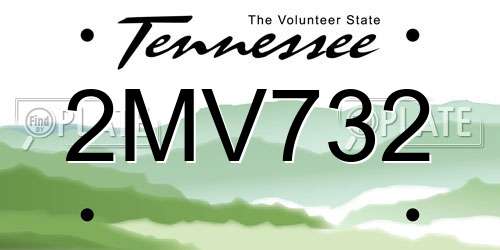 2MV732 Tennessee License Plate