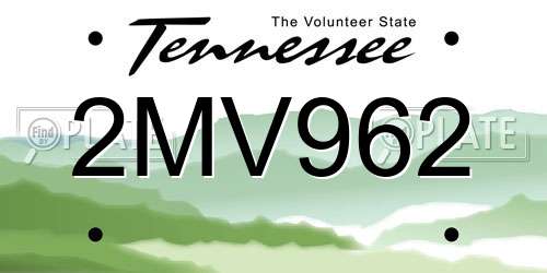 2MV962 Tennessee License Plate