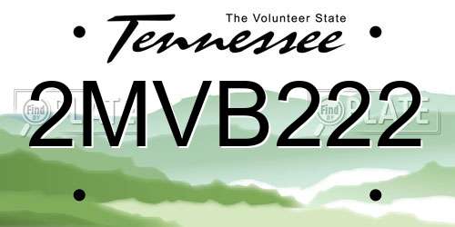 2MVB222 Tennessee License Plate