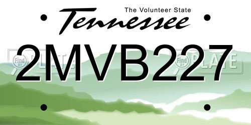 2MVB227 Tennessee License Plate