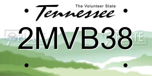 2MVB38 Tennessee License Plate