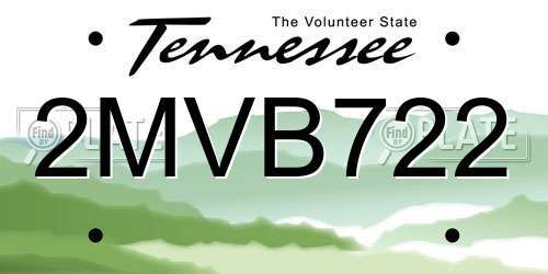 2MVB722 Tennessee License Plate