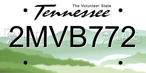 2MVB772 Tennessee License Plate
