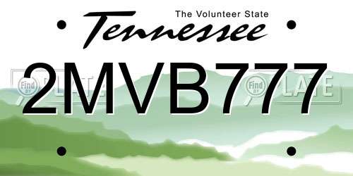 2MVB777 Tennessee License Plate