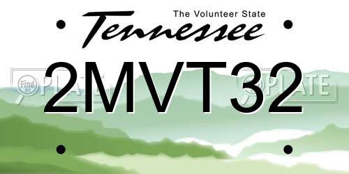 2MVT32 Tennessee License Plate