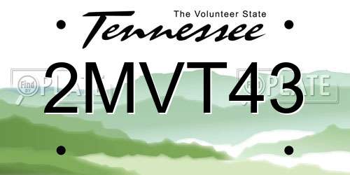 2MVT43 Tennessee License Plate