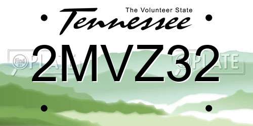 2MVZ32 Tennessee License Plate