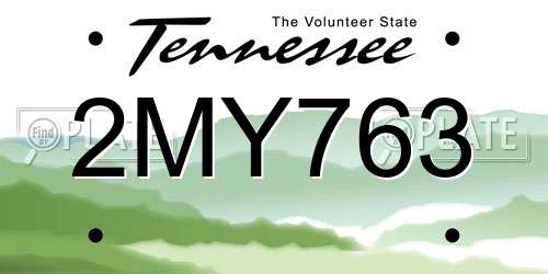 2MY763 Tennessee License Plate
