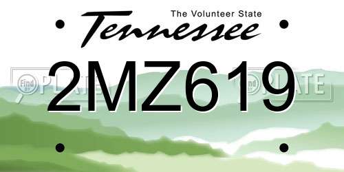 2MZ619 Tennessee License Plate