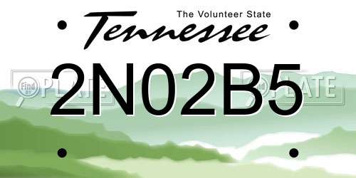 2N02B5 Tennessee License Plate