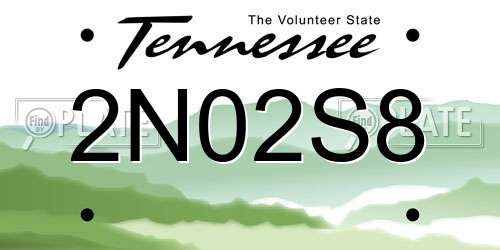 2N02S8 Tennessee License Plate