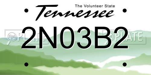 2N03B2 Tennessee License Plate