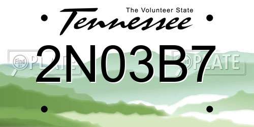 2N03B7 Tennessee License Plate