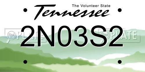 2N03S2 Tennessee License Plate
