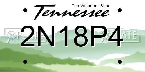 2N18P4 Tennessee License Plate