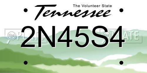 2N45S4 Tennessee License Plate