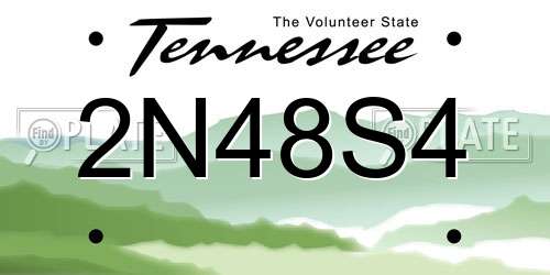 2N48S4 Tennessee License Plate