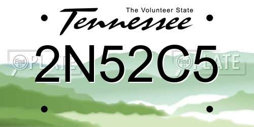 2N52C5 Tennessee License Plate