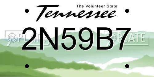 2N59B7 Tennessee License Plate