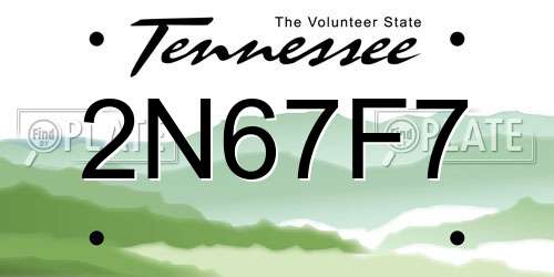 2N67F7 Tennessee License Plate
