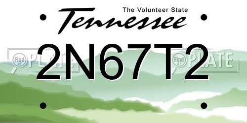 2N67T2 Tennessee License Plate