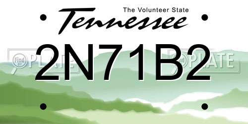 2N71B2 Tennessee License Plate
