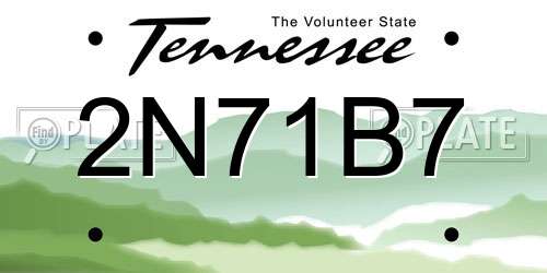 2N71B7 Tennessee License Plate