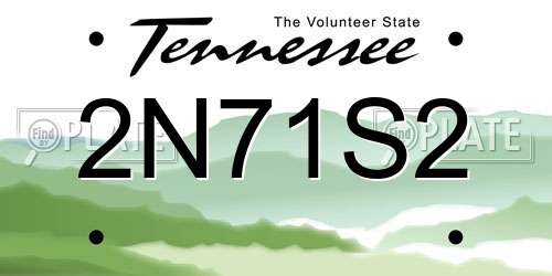 2N71S2 Tennessee License Plate