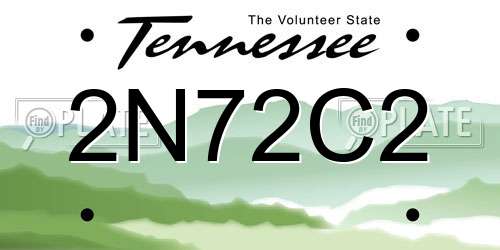 2N72C2 Tennessee License Plate