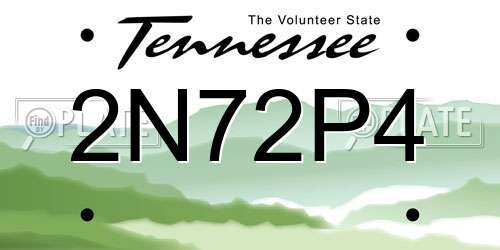 2N72P4 Tennessee License Plate