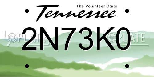 2N73K0 Tennessee License Plate